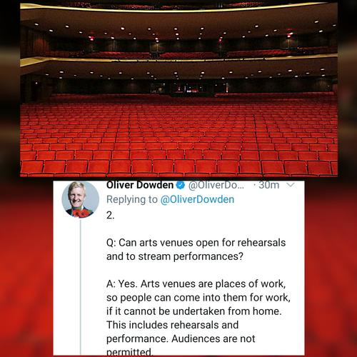 Oliver Dowden: theatres can be open but without audience - News The tweet from the Culture Secretary