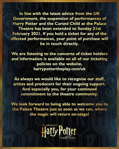 Harry Potter and the Cursed Child cancels 2020 performances- News It will be closed until Feb 2021
